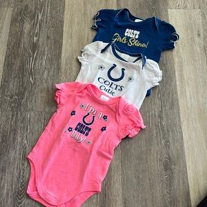 NFL Colts 3pc baby girl 0-3mo shortsleeve ruffle bodysuit set